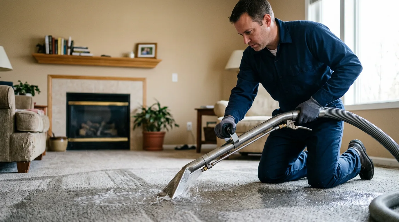 Water damage restoration technician working near Huntsville, OH